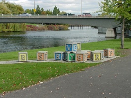 Letter blocks in the park