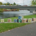 Letter blocks in the park