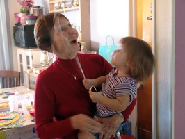 Jeannette and one of the kids at the party