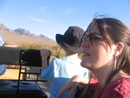 Sherry enjoying the wagon ride.