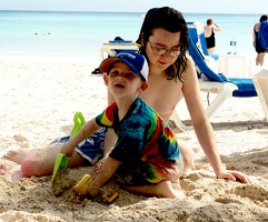 Travis and Nicolas in the sand