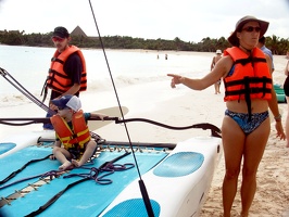 Nicolas showing Chris and Julie how to steer