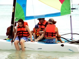 Travis, Nicolas, Chris, and Julie sailing