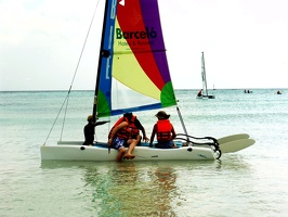 Travis, Nicolas, Chris, and Julie sailing 2