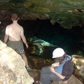 Mark, Eric, and Travis with guide climbing into a cenote (sinkhole) 2