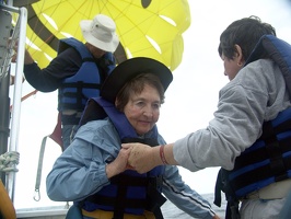 Mom looks sort of happy.  Maybe it's just relief!