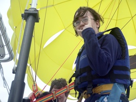 Travis wasn't excited to para-sail at all...