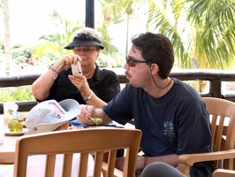 Bailey and Chris at snack time