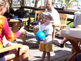 Eric, Julie, and Nicolas playing ball