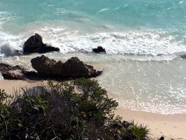 Very sharp rocks on the beach.