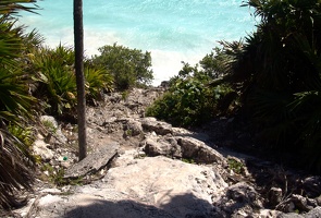 Rough trail up the cliff.