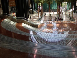    Looking from the top of the marble steps down at the World Financial Center.