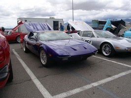 Car show the day before the race.  Please add comments to identify the cars and/or owners.