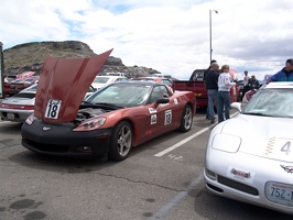 Car show the day before the race.  Please add comments to identify the cars and/or owners.