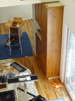 New far wall cabinets seen from above (with microwave/convection oven slot open)