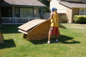 Bending the sheetrock to match the curve.