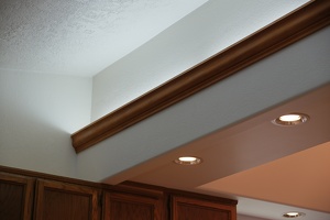 Painted and mahogony crown molding in place.