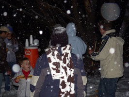 Unknown people at the bonfire