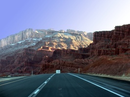 The road leading into Moab, Utah (taken while driving)